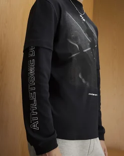 Black Double Layered Long Sleeve T-Shirt