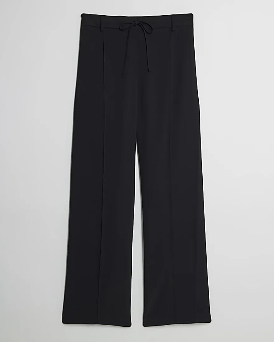 Black Elasticated Wide Leg Smart Joggers