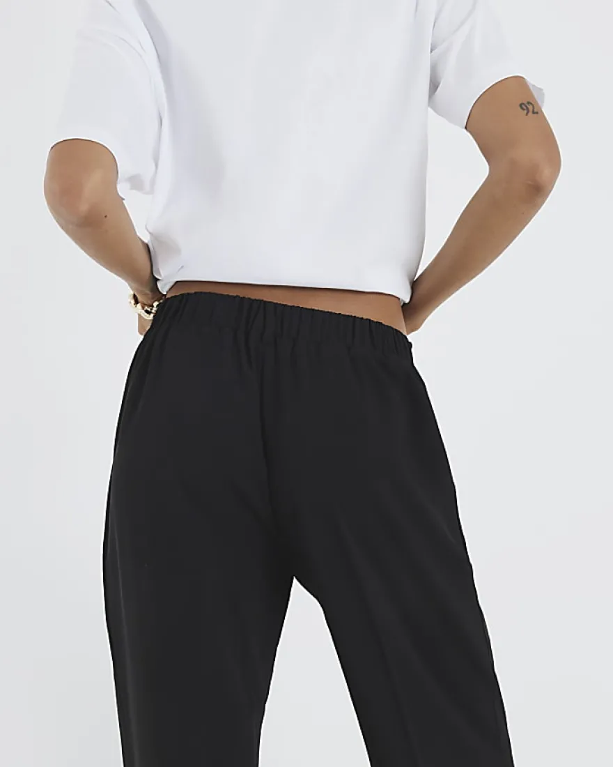 Black Elasticated Wide Leg Smart Joggers