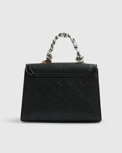 Black Embossed Charm Tote Bag