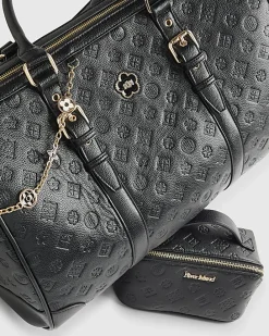 Black Embossed Monogram Barrel Bag Bundle