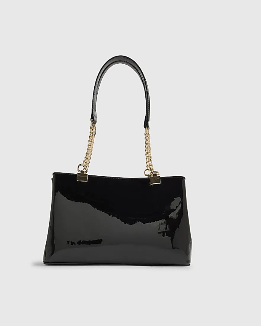 Black Embossed Monogram Chain Shoulder Bag