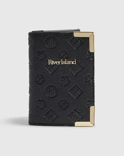 Black Embossed Monogram Print Passport Cover