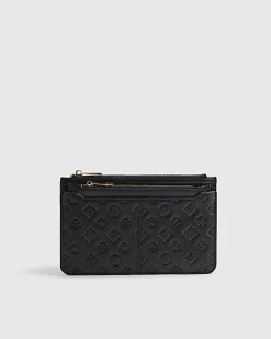 Black Embossed Monogram Travel Wallet