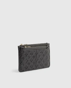 Black Embossed Monogram Travel Wallet
