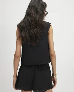Black Embroidered Shorts