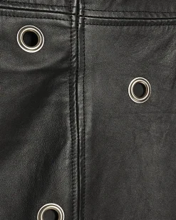 Black Eyelet Stud Leather Dress