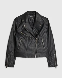 Black Faux Leather Biker Jacket