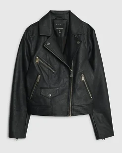 Black Faux Leather Biker Jacket
