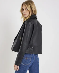 Black Faux Leather Biker Jacket