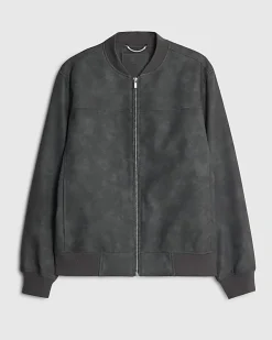 Black Faux Leather Bomber Jacket