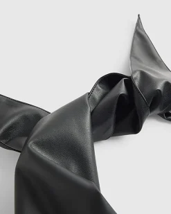 Black Faux Leather Multi Wear Scarf