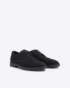 Black Faux Suede Derby Shoes