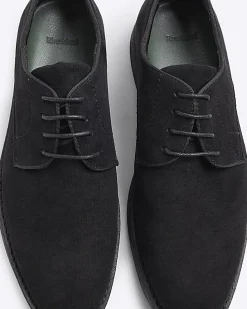 Black Faux Suede Derby Shoes