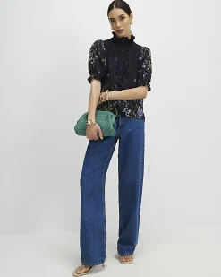 Black Floral Blouse