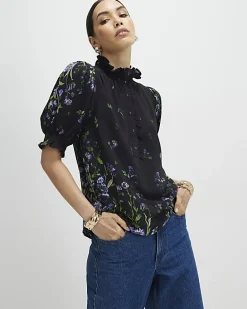 Black Floral Blouse