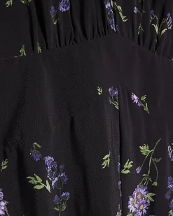 Black Floral Shaped Waist Mini Dress
