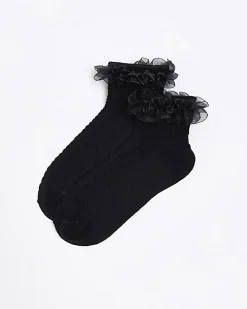 Black frill ankle socks