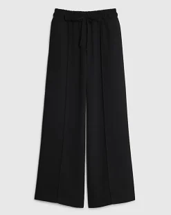 Black Frilled Trim Wide Leg Joggers