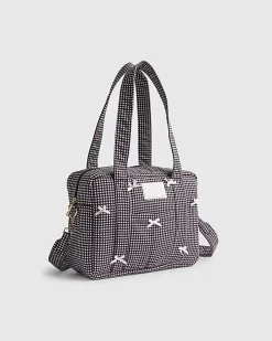 Black Gingham Bow Holdall Bag