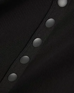 Black Henley Rib Top