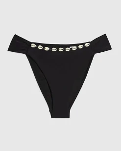 Black High Leg Shell Bikini Bottoms