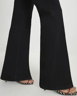 Black High Waisted Relaxed Flare Jeans