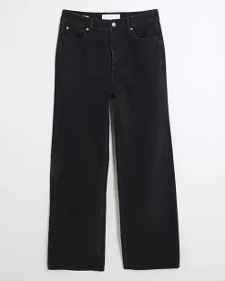 Black High Waisted Relaxed Straight Leg Jeans