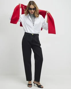 Black High Waisted Tapered Jeans