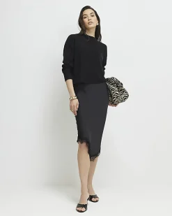 Black Hybrid Satin Jumper Maxi Dress