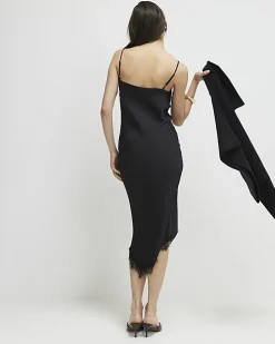 Black Hybrid Satin Jumper Maxi Dress