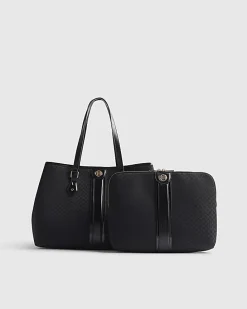 Black Jacquard Monogram Shopper Bag Bundle