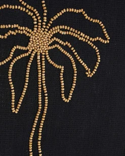 Black Knit Beaded Midi Beach Dress