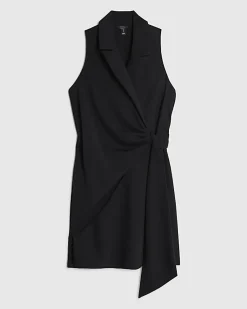 Black Knot Front Wrap Mini Dress