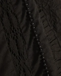 Black Lace Pearl Detail Smock Cami Top