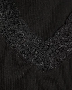 Black Lace Trim Tank Top