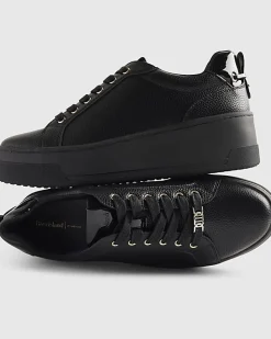 Black Lace Up Flatform Trainers