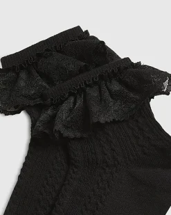 Black Large Lace Frill Socks