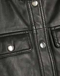 Black Leather Pinafore Mini Dress