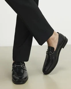 Black Leather Snaffle Loafers