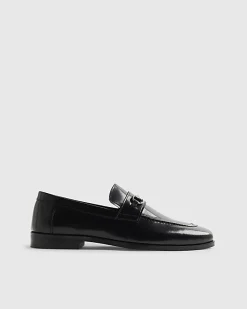 Black Leather Snaffle Loafers