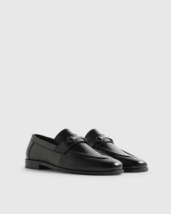 Black Leather Snaffle Loafers