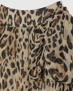 Black Leopard Pussybow Blouse