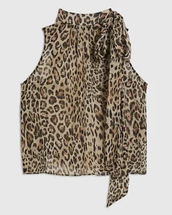 Black Leopard Pussybow Blouse