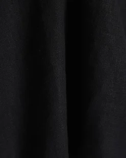 Black Linen Blend Short Sleeve Top