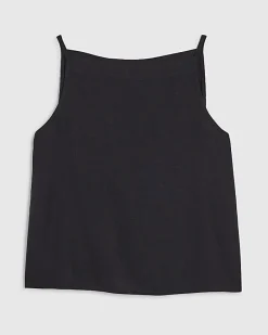 Black Linen Blend Tank Top