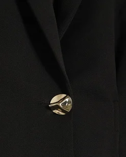 Black Long Sleeve Cinched Waist Blazer