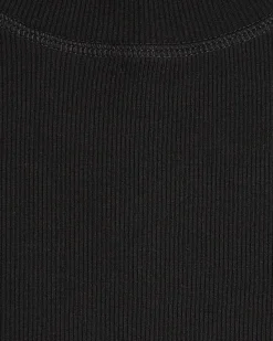 Black Long Sleeve Ribbed Crew Neck Top