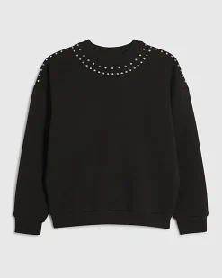 Black Long Sleeve Studded Sweatshirt