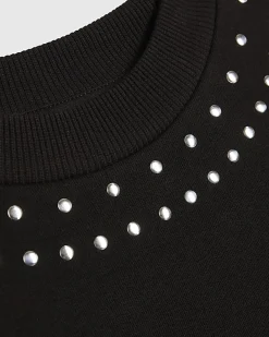 Black Long Sleeve Studded Sweatshirt